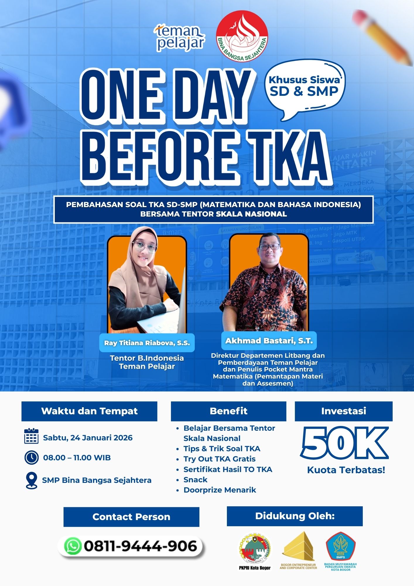 Banner One Day Before TKA SD dan SMP