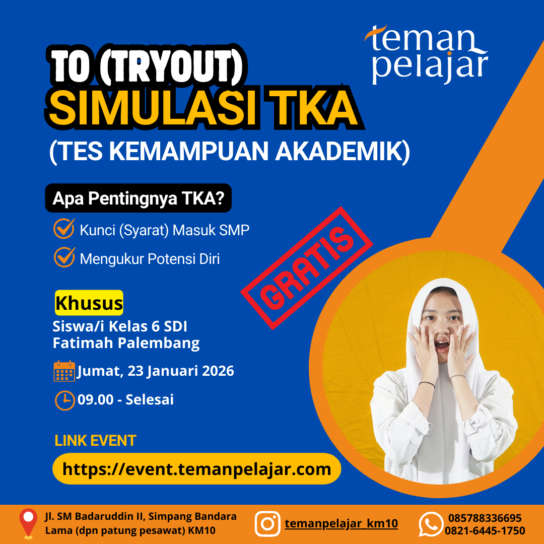 Banner TO TKA TEMAN PELAJAR KM10 X SDI FATIMAH PALEMBANG
